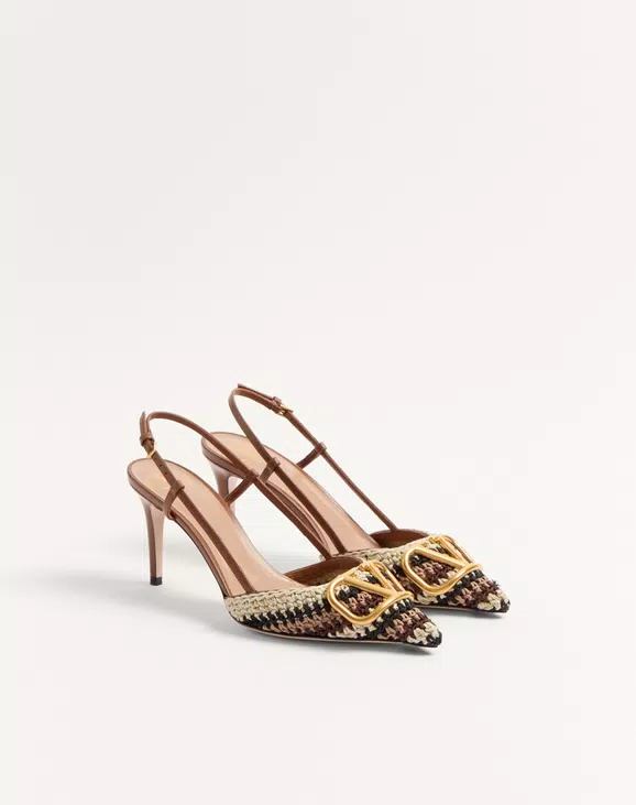 Valentino Vlogo Signature Slingback Pump With Crochet Embroidery 80Mm - Image 7